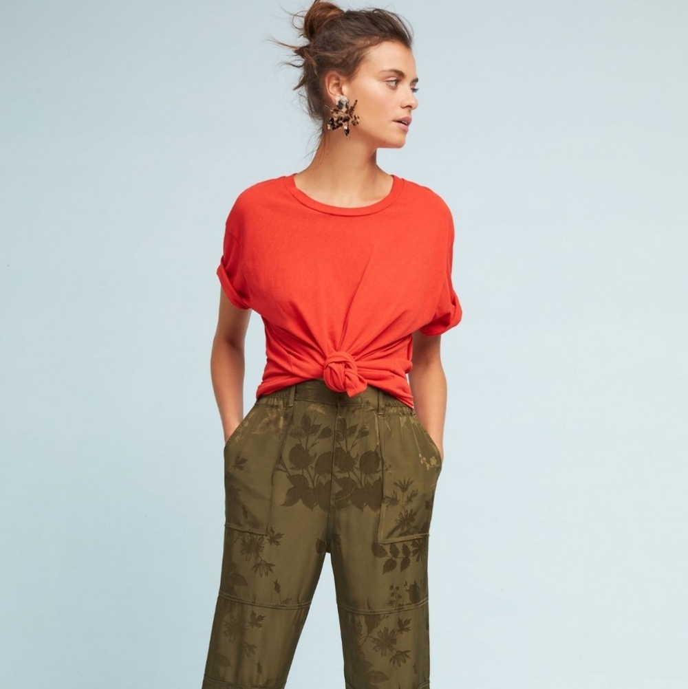 Anthropologie Green Silky Utility Pants Size Xsp